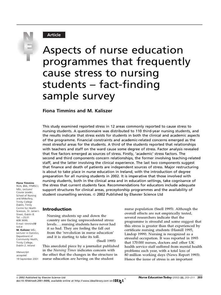 Frequently Cause Stress To Nursing Students | PDF | Nursing | Stress ...
