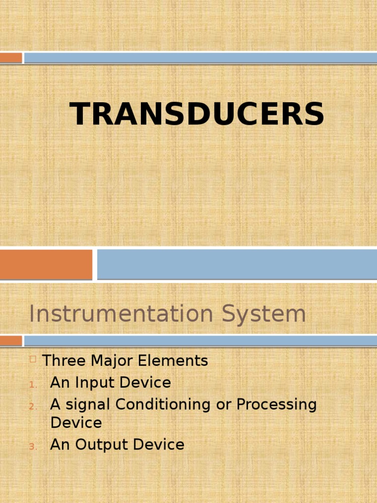 Classification and Selection of Transducers An Overview of Key