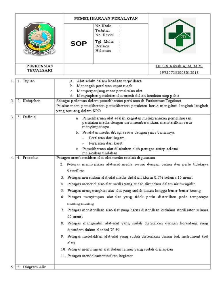 Sop Pemeliharaan Alat