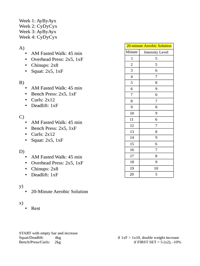 Greyskull LP Weekly Workout Plan | PDF | Teaching Methods & Materials