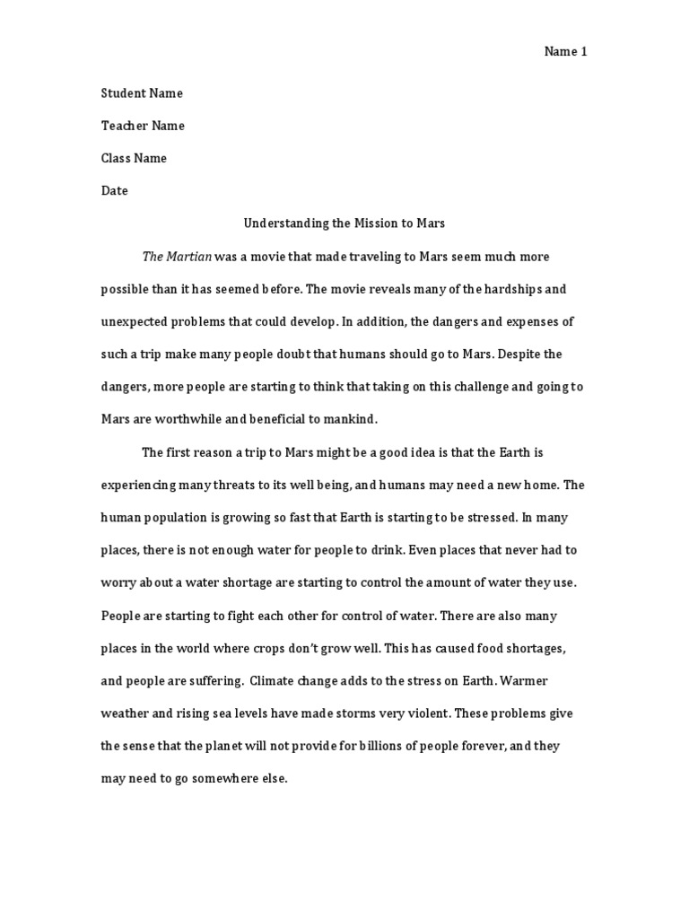 Mars summary essay image