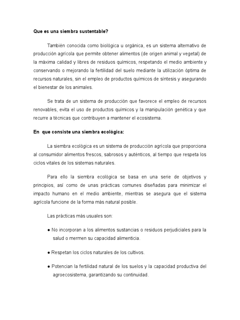 Que Es Una Siembra Sustentable