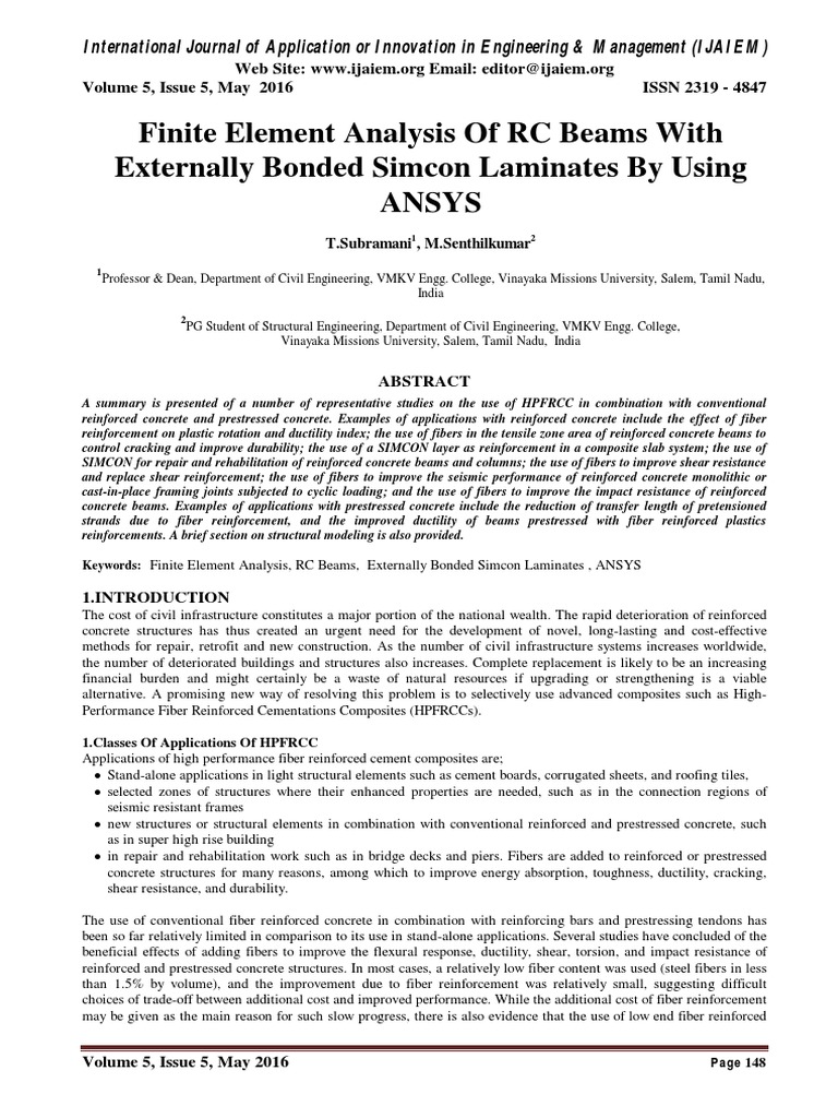 Finite Element Analysis of RC Beams With Externally Bonded Simcon ...