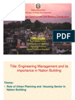 Role of Urban Planning and Housing Sector in