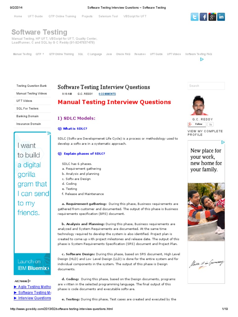 Software Testing Interview Questions | PDF | Software Testing | Agile ...