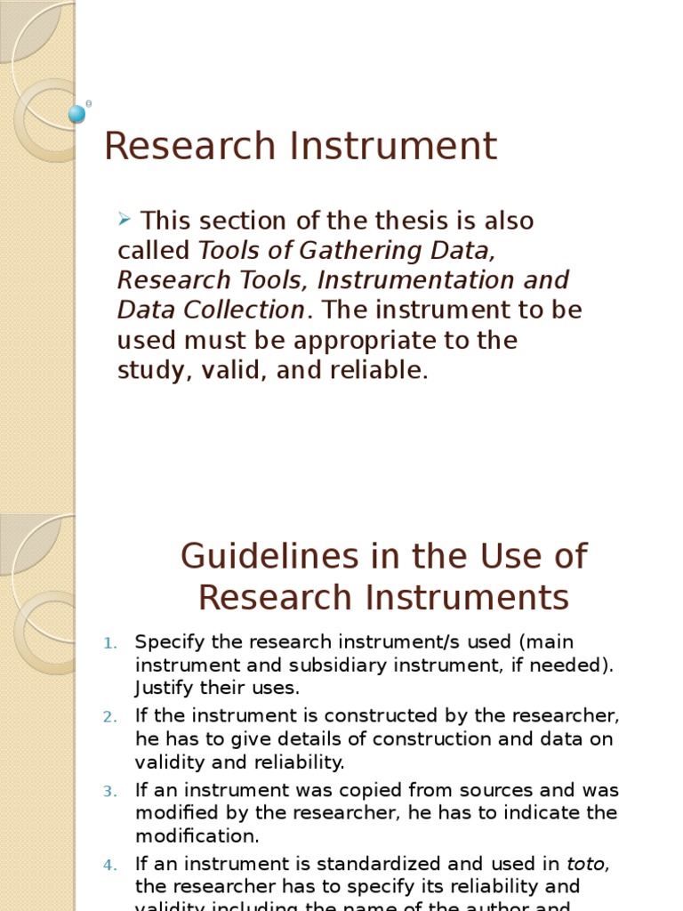 research instrument in research pdf