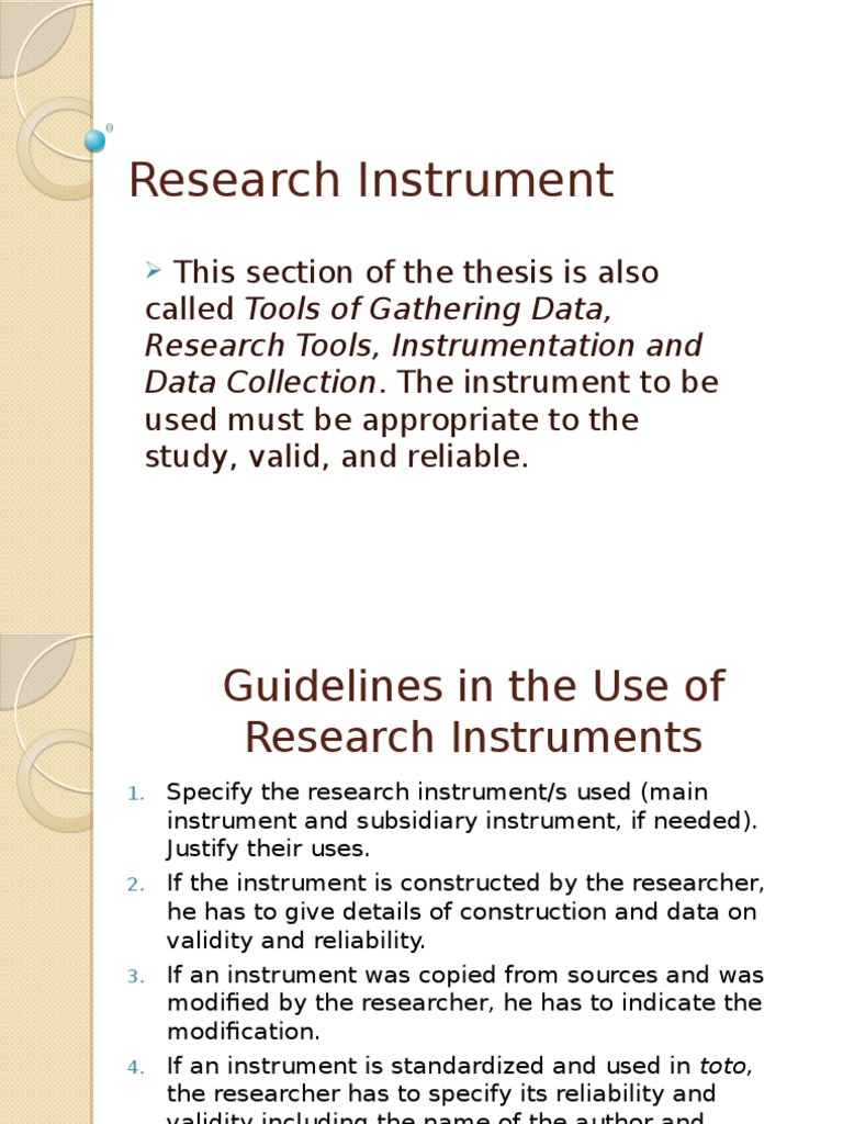 research instruments definition pdf