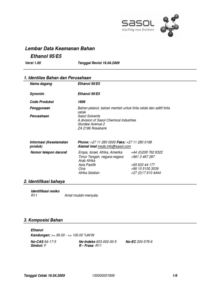 MSDS Etanol | PDF