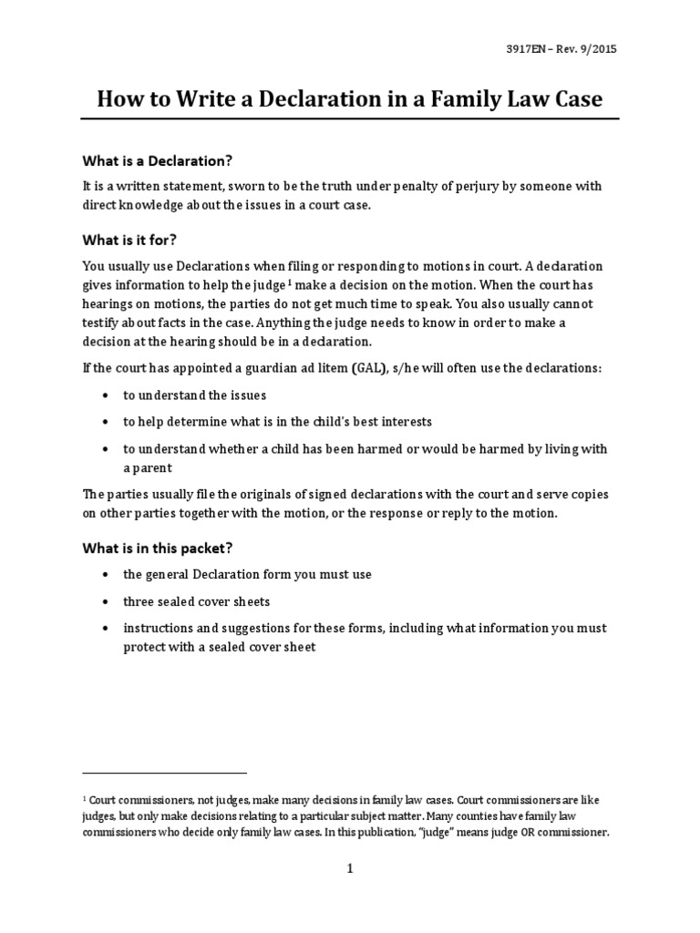 3917en How To Write A Declaration Witness Confidentiality