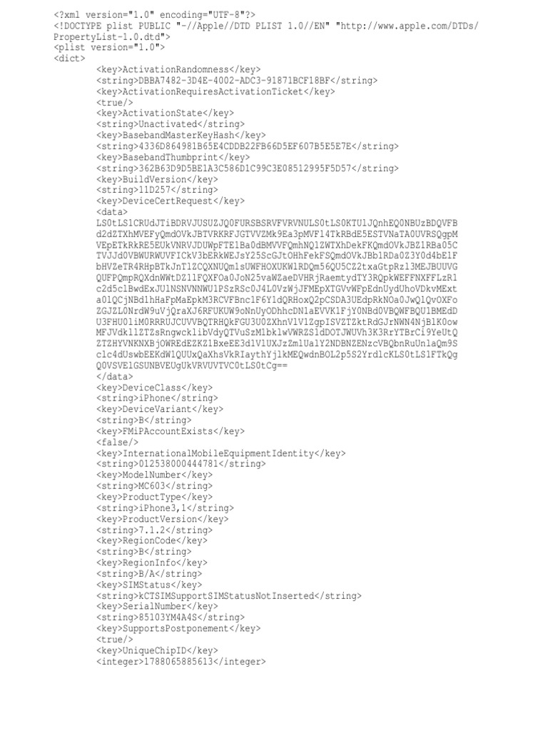 iPhone Activation Status XML | PDF | Business | Computers