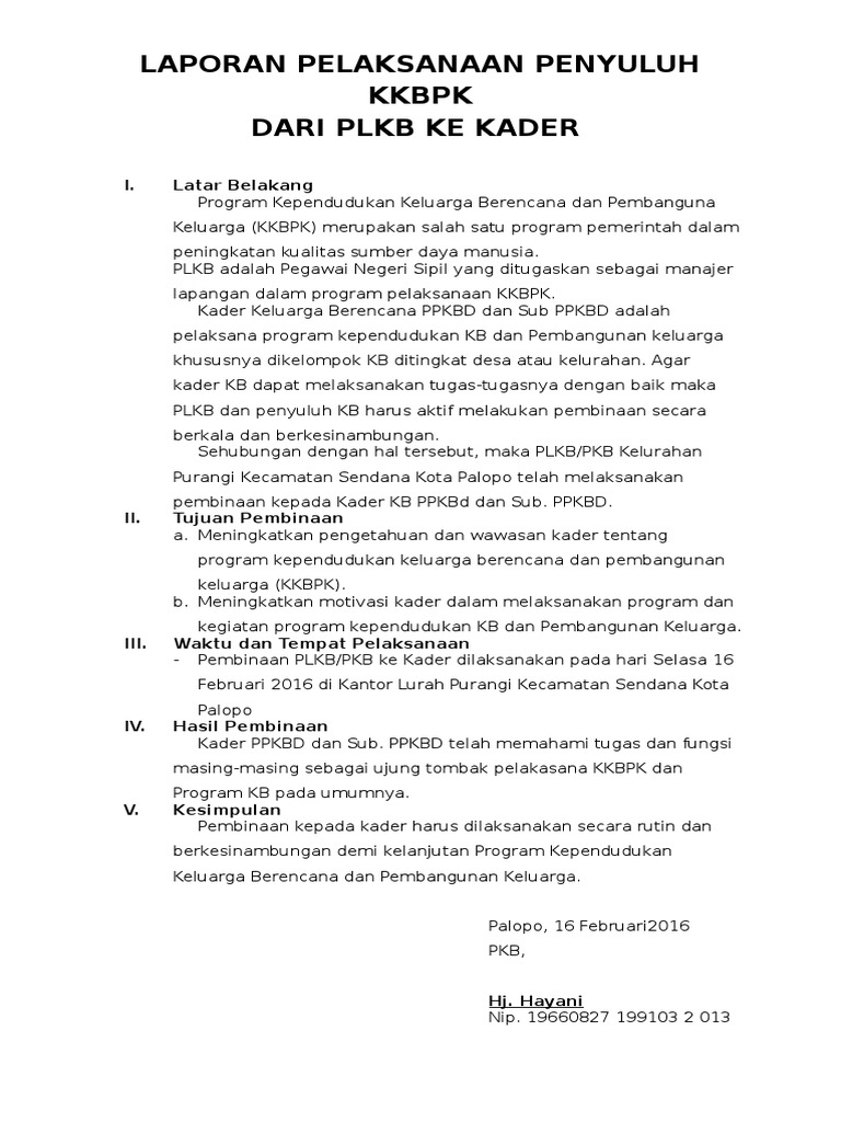 Laporan Bulanan Contoh Laporan Kegiatan Ppkbd Dan Sub