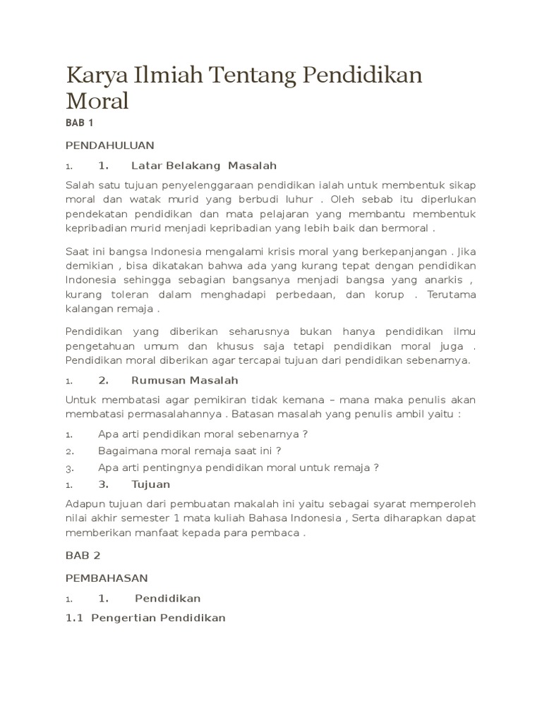 Artikel Tentang Pendidikan Moral - Contoh Artikel Tentang Pendidikan
