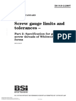 BS 919-2-2007 Screw Gauge Limits and Tolerances - Part 2 Specification For Gauges For Screw Threads of Whitworth and B.A. Forms