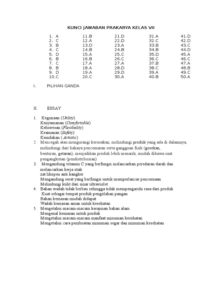 Kunci Jawaban Prakarya Vii Pdf