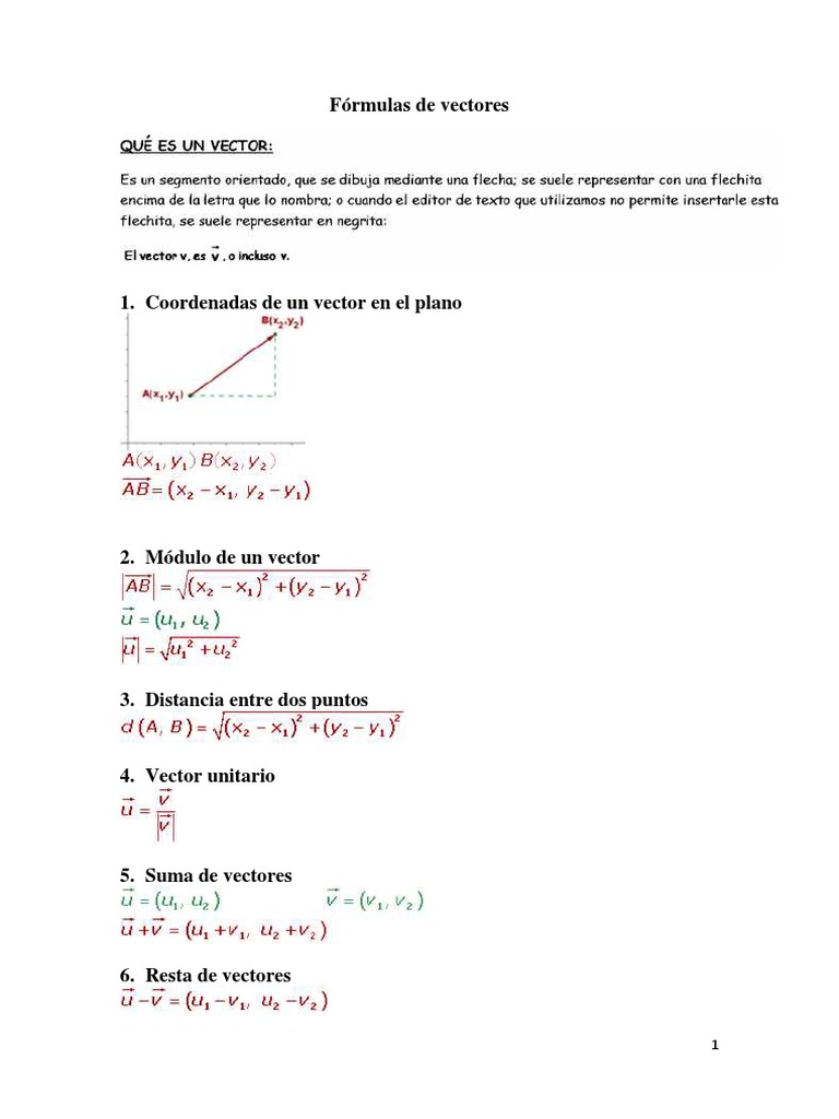 Fórmulas de Vectores PDF | PDF | Métodos y materiales de enseñanza