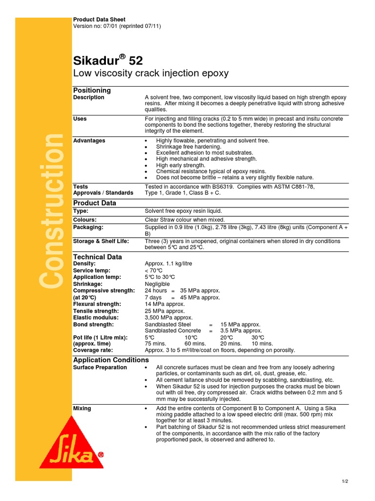 Sikadur 35 Hi-Mod LV: Sika High Modulus Epoxy