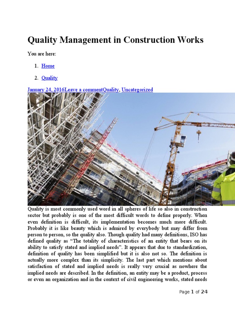 Quality Management in Construction | PDF | Quality (Business ...