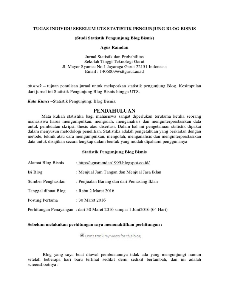 Jurnal Statistik Blog Bisnis Tugas Uts Pdf