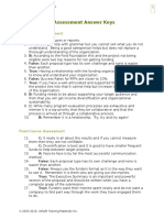 Pre and Post Test Answer Key