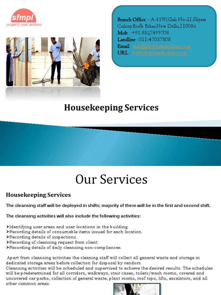 Housekeeping Services PDF Quality Management Business
