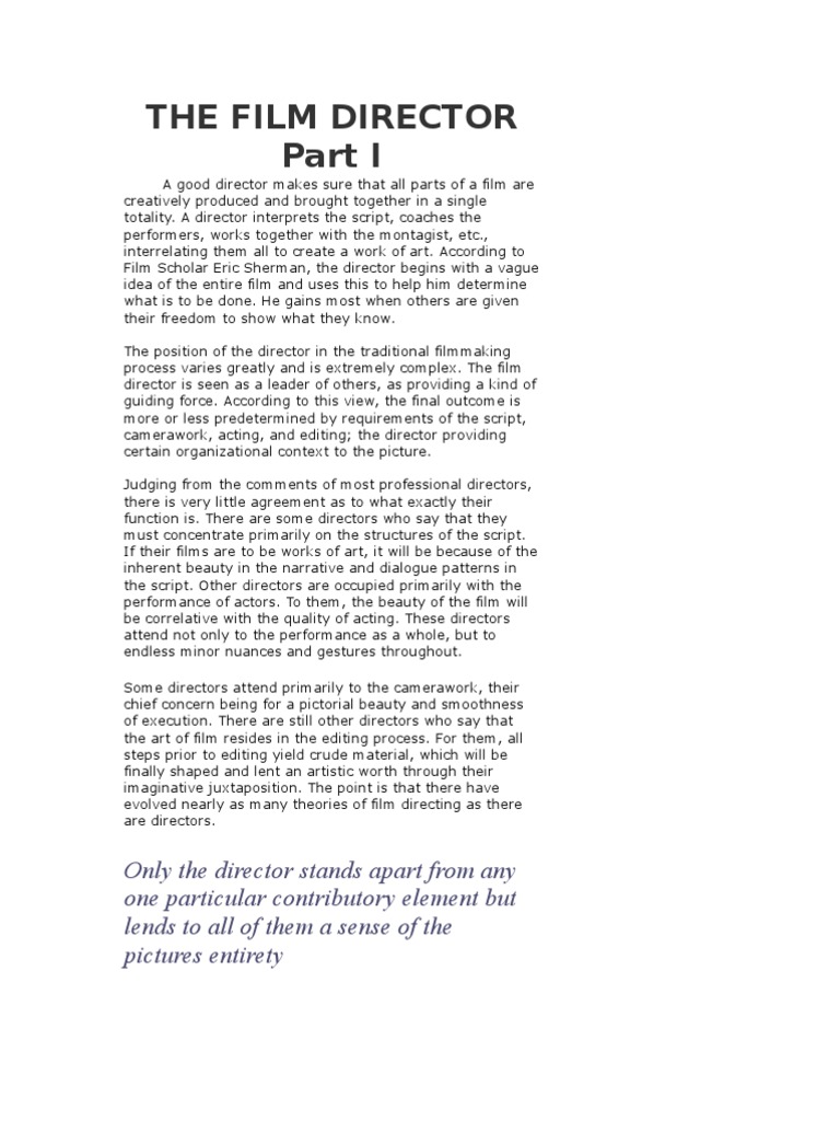 The Film Director Pdf Film Director Filmmaking