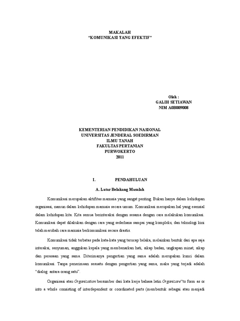 Makalah Komunikasi Efektif