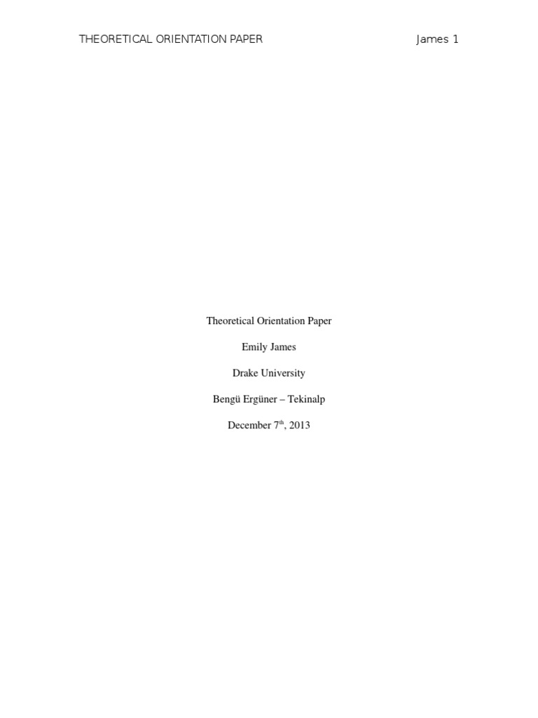 Theoretical Orientation Paper Psychotherapy Thought