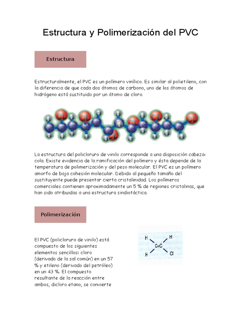 Estructura y Polimerización del PVC | PDF