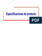 Especifiaciones de Producto