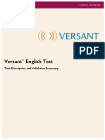 Versa NT English Test Validation DK