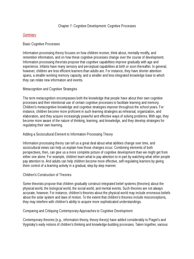 Cognitive Development in Children | PDF | Metacognition | Information ...