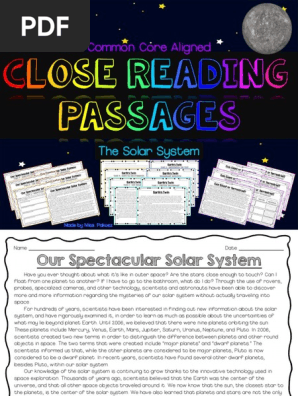 Close Reading The Solar System Planets Terrestrial Planets