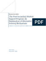 The Post-Secondary Student Support Program: An Examination of Alternative Delivery Mechanisms