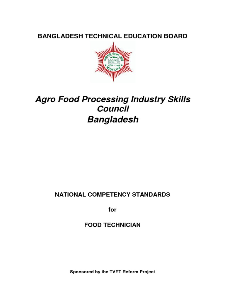Competency Standard AgroFood Processing Food Processing & Quality
