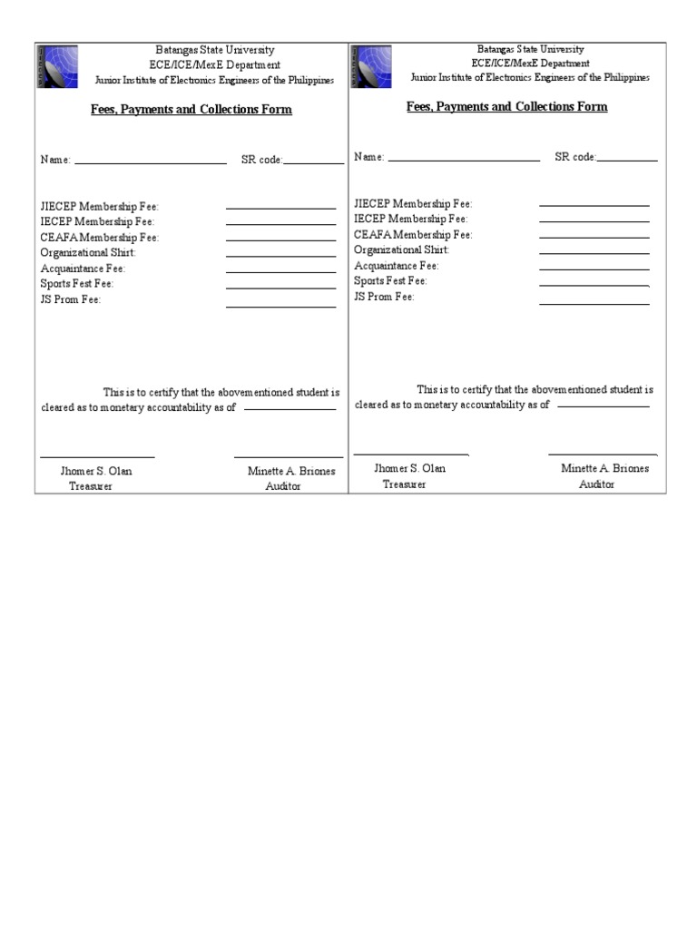 Batangas State University Fees Form | PDF | Career & Growth
