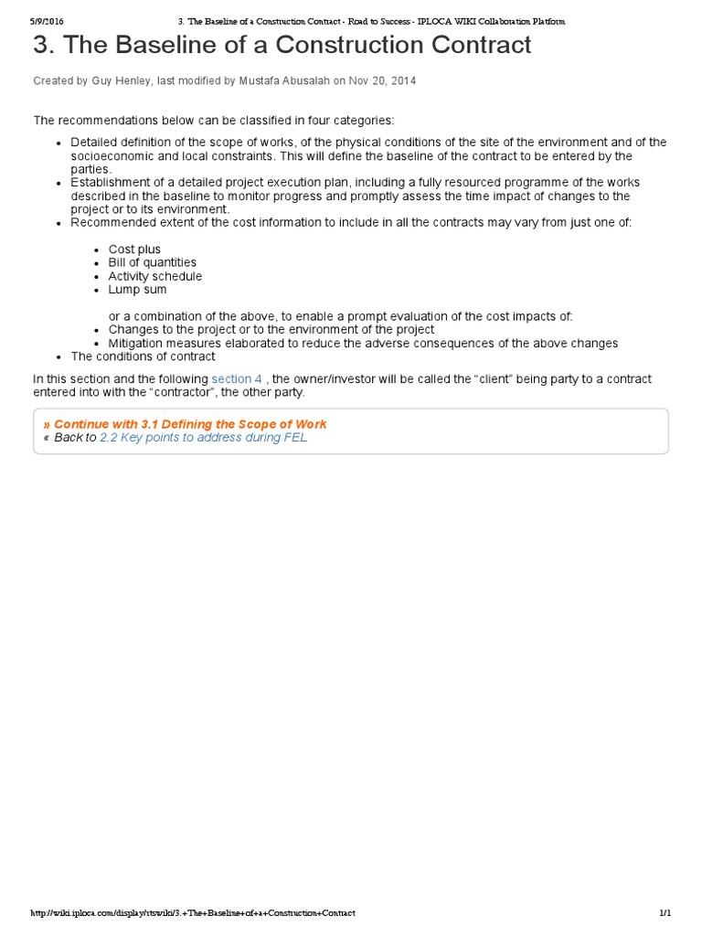The Baseline of A Construction Contract: Created by Guy Henley, Last ...