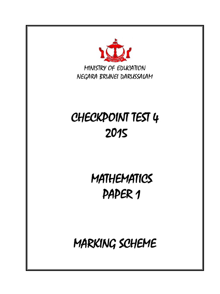 2015 Maths Checkpoint Test Marking Scheme | PDF