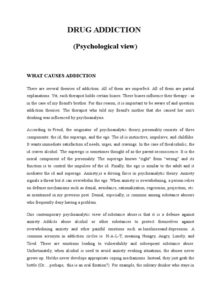 Psychologal View of Drug Addiction | PDF | Self-Improvement