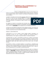 El Origen y Desarrollo de La Universidad y La Educación Superior