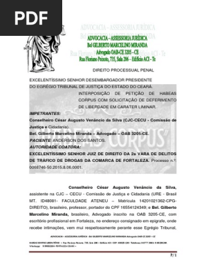 Petição de Habeas Corpus Anderson Dos Santos 