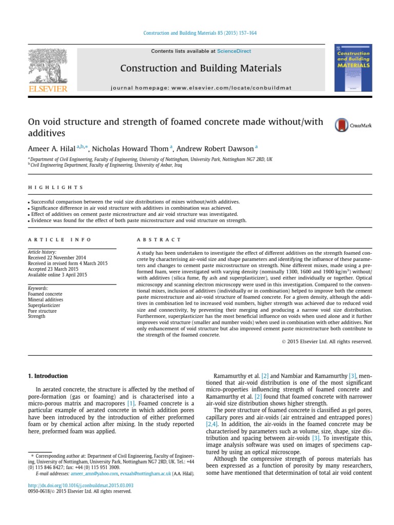 Effect of Additives on Foamed Concrete Strength | PDF | Porosity | Concrete