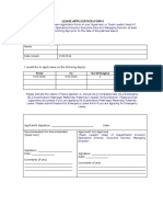 Leave Application Form: From To No of Day(s) Nature of Leave