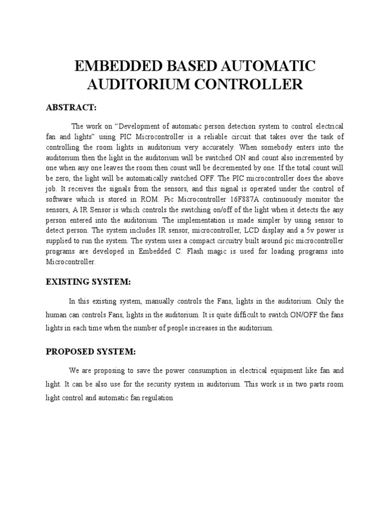 PIC Microcontroller for Auditorium Lighting | PDF | Relay | Microcontroller