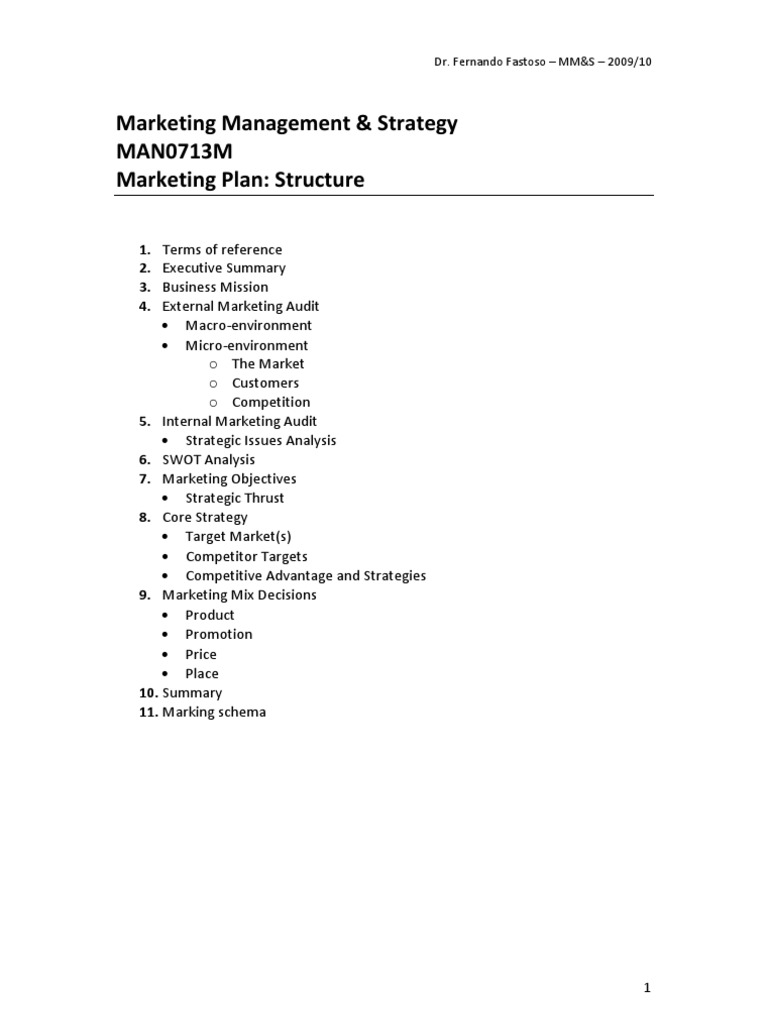 Marketing Plan Framework Guide | PDF | Swot Analysis | Marketing