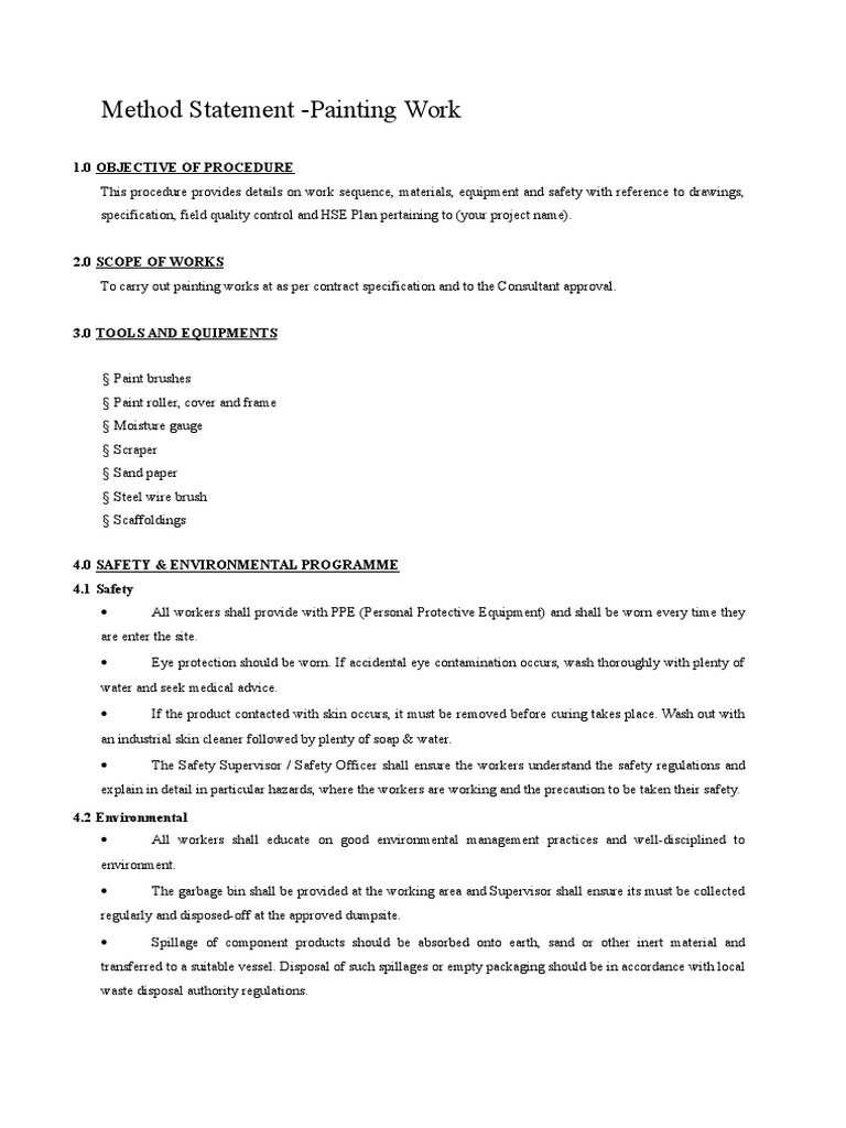 Method Statement Painting Work Paint Personal Protective Equipment