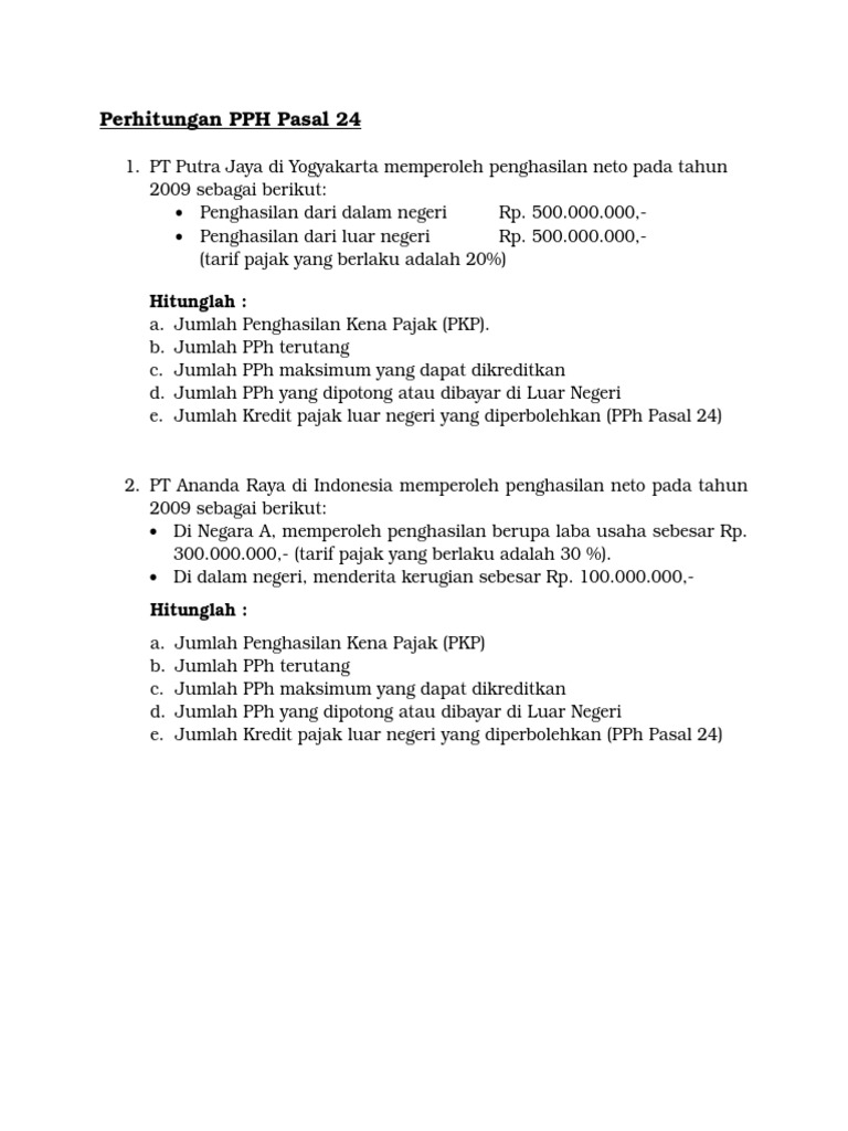 Soal Pph Pasal 24