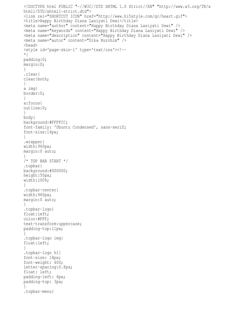 Script Html Ucapan Ulang Tahun Buat Pacar
