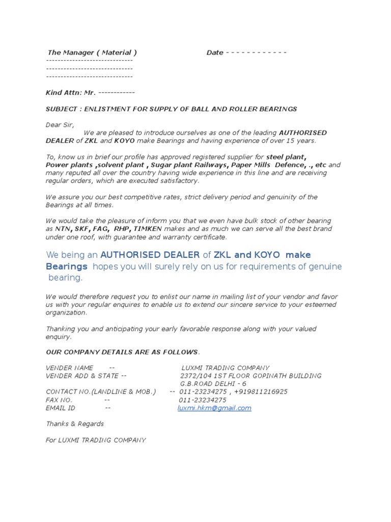 Luxmi Trading Company Introduction Letter | PDF | Business