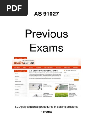 Algebra Old Exam Papers 91027 Pdf Equations Fraction Mathematics