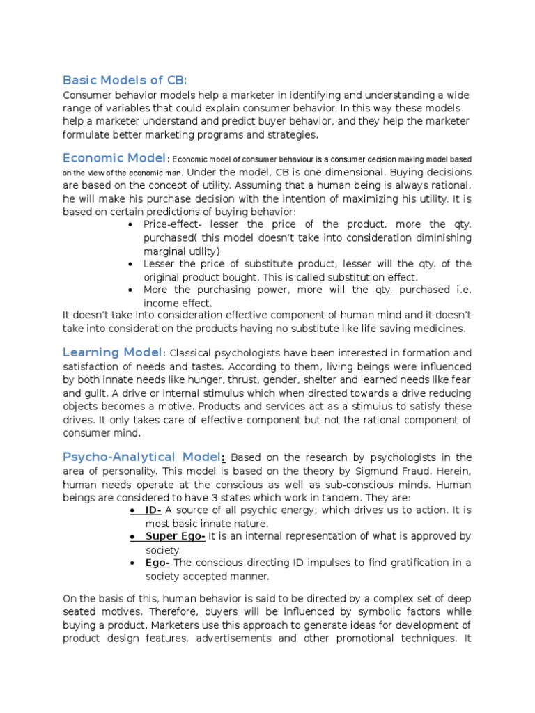 Consumer Behavior Models Explained | PDF | Survey Methodology ...